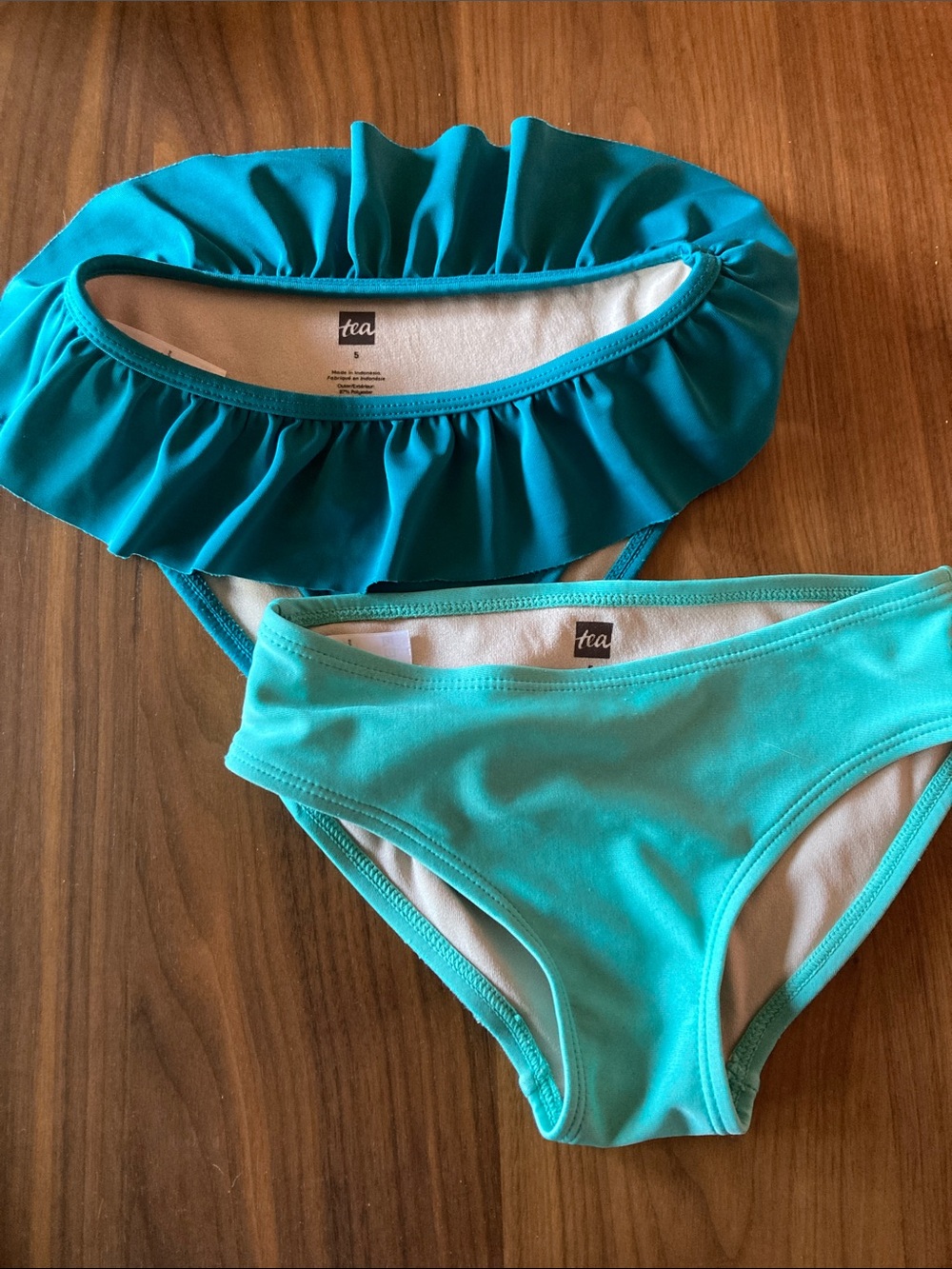 2 Tea Collection Bikini Bottoms - Turquoise & Teal Ruffle